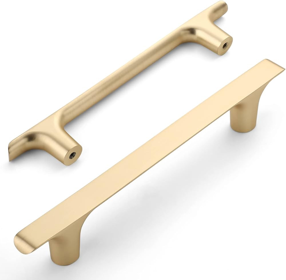 Amerdeco 10 Pack Brushed Brass Cabinet Pulls 5 Inch(128MM) Hole Centers Gold Kitchen Cabinet Hand... | Amazon (US)