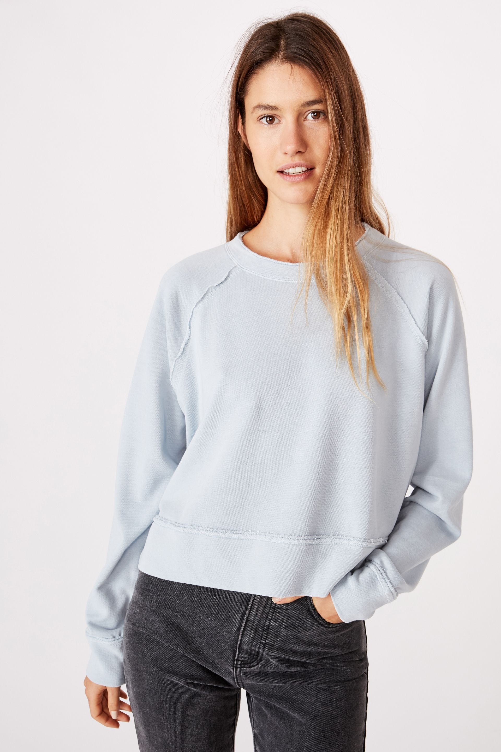 Aria Raw Edge Raglan Crew | Cotton On (ANZ)