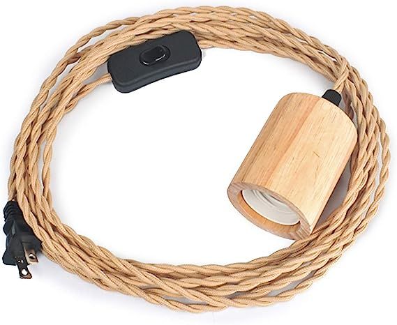 Arturesthome Wood Pendant Light Cord Kit with Switch,16.4FT Vintage Industrial Hanging Light Plug... | Amazon (US)