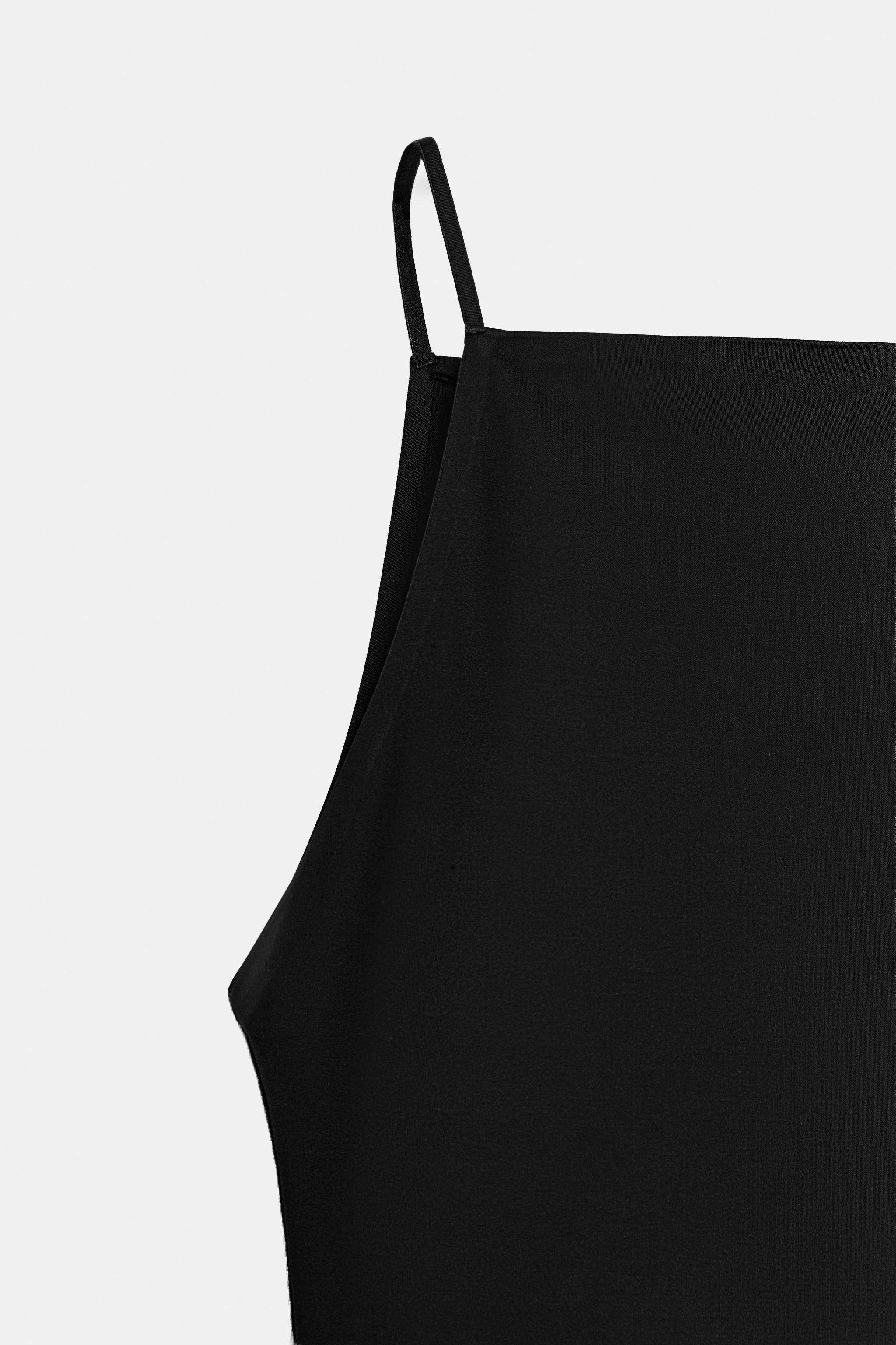 Dress made from a polyamide blend yarn. Square neckline and thin straps. Straight hem. | Zara US