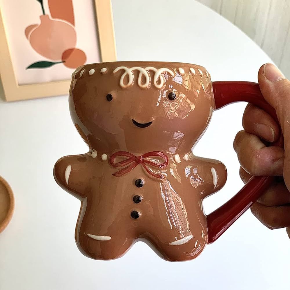 Gingerbread Man Christmas Coffee Mug Ceramic Mug with Colorful Handle Microwave Safe Cute Aesthet... | Amazon (US)