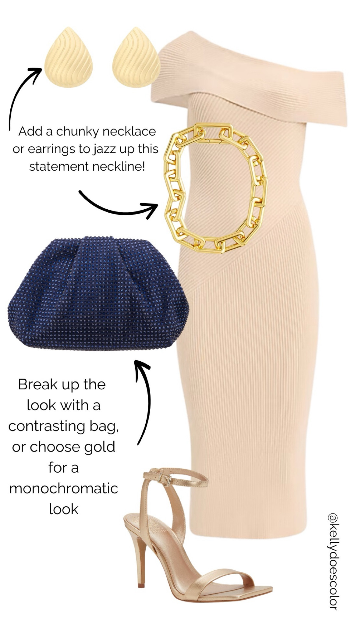 Springs shine ✨ n off-white and navy. Dress up this holiday outfit with dramatic touches of gold ✨

#LTKHoliday #LTKStyleTip