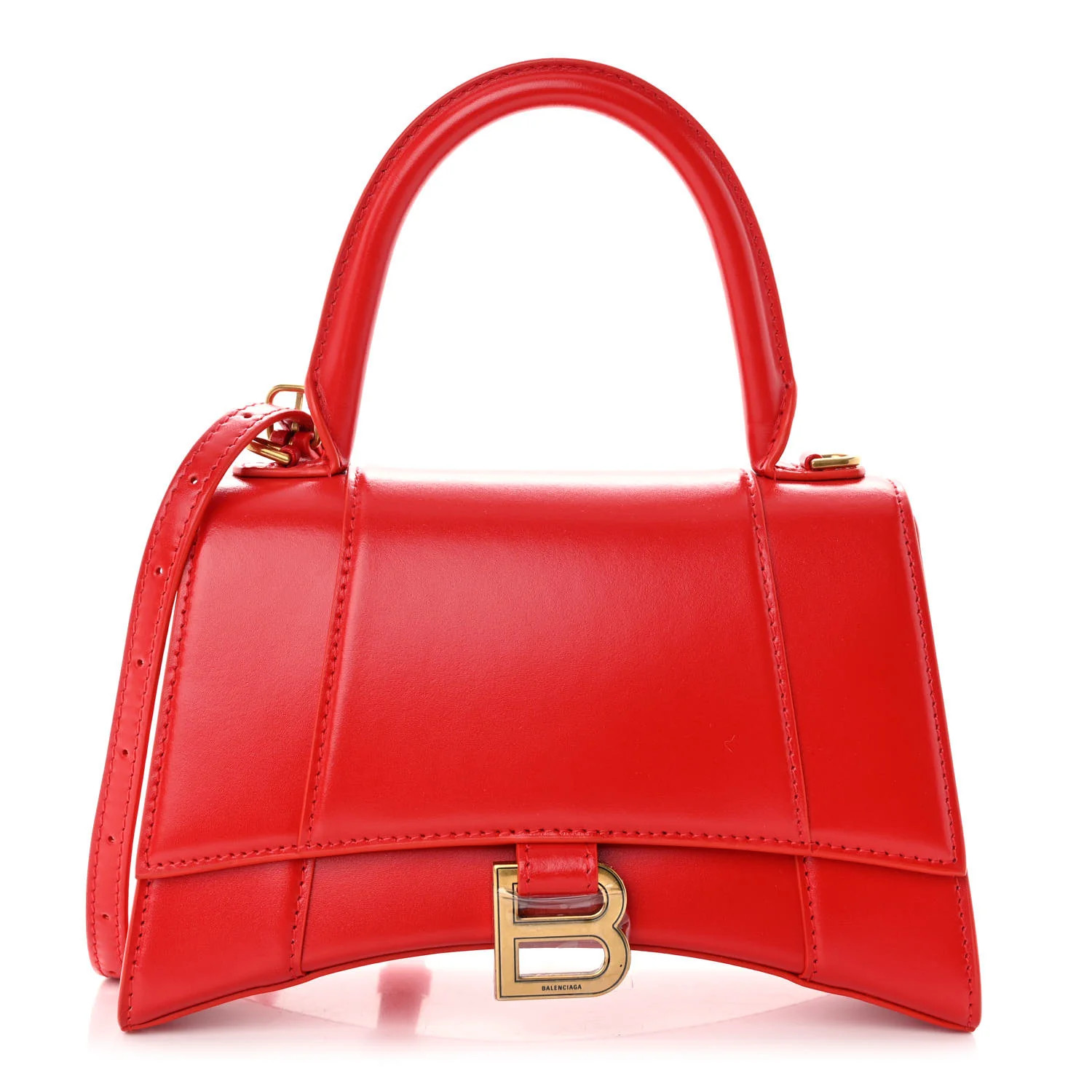 Balenciaga Shiny Box Calfskin Small Hourglass Top Handle Bag Bright Red | FASHIONPHILE (US)