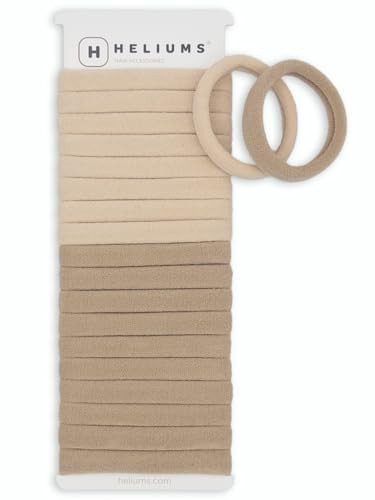 Heliums Soft Hair Ties - No Damage Seamless Nylon Fabric Bands, Stretchy Ponytail Holders for Thin & Thick Hair - Standard 1.5 Inch, Blonde Mix, 20 Pack | Amazon (US)