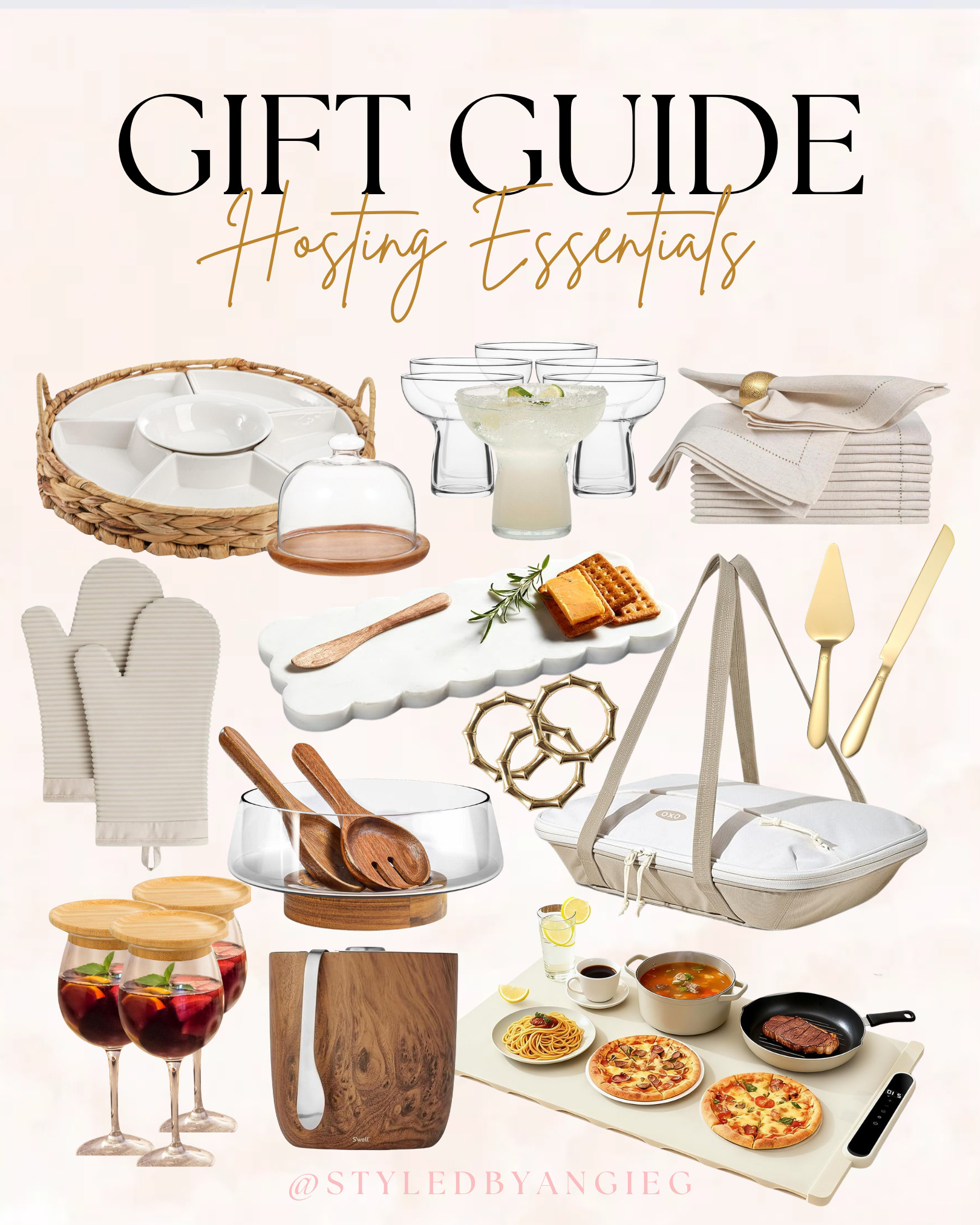 Hosting essentials gift guide! Serving trays, glassware, napkins, bakeware, kitchen tools, casserole carrier, charcuterie boards, sangria glasses, wood bowls, oven mitts, cooking gifts, home entertaining must-haves 

 

#LTKGiftGuide #LTKHoliday #LTKHome