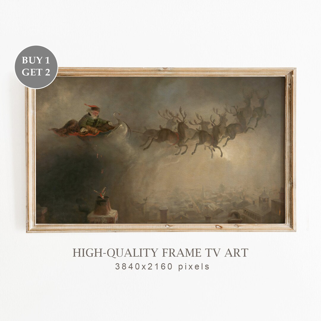 Vintage Christmas Samsung Frame TV Art Santas Sleigh With - Etsy | Etsy (US)