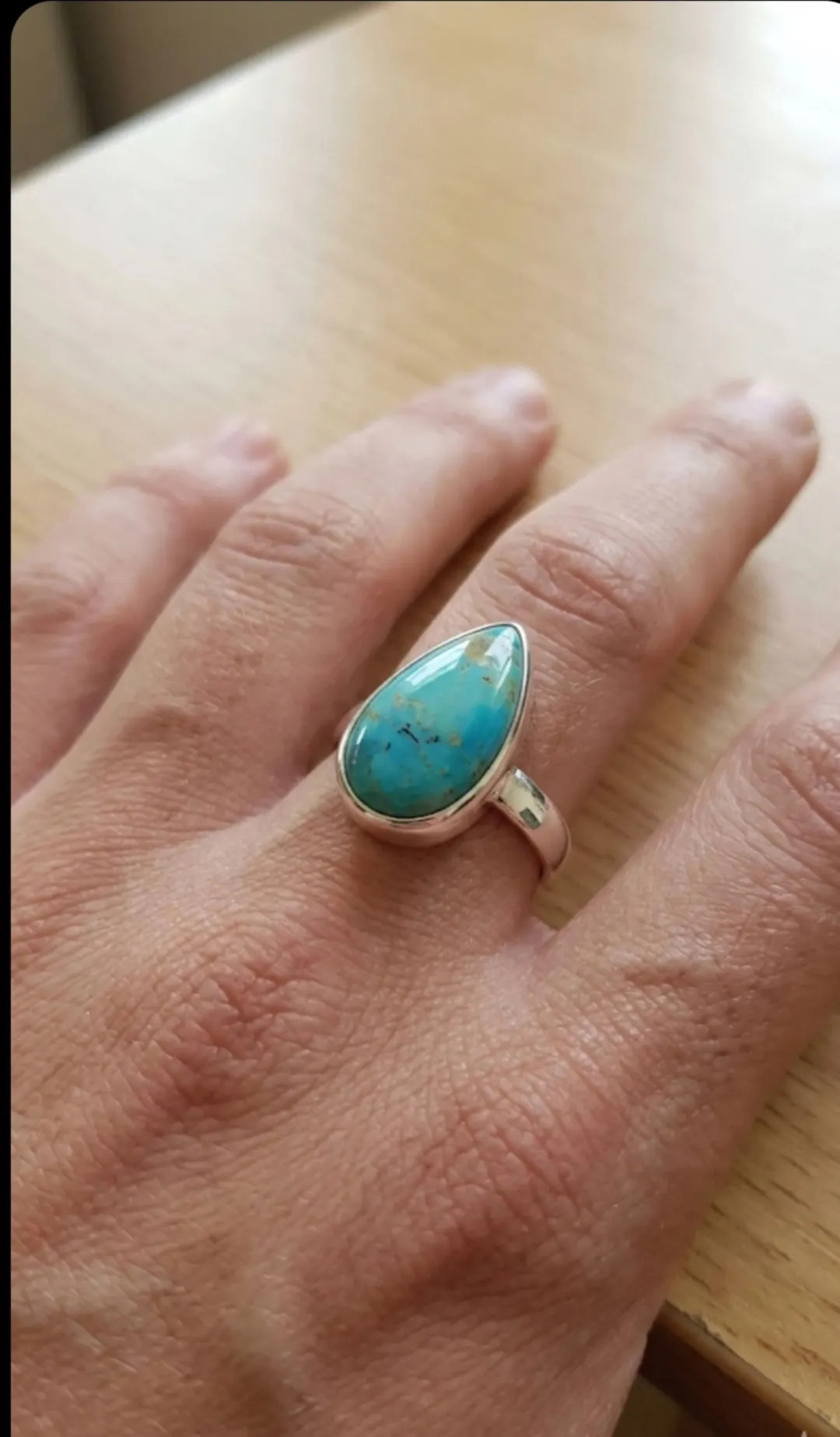 Sterling Silver Kingsman Turquoise Ring – Pear Southwestern Boho Statement Jewelry, Genuine Moh... | Etsy (US)