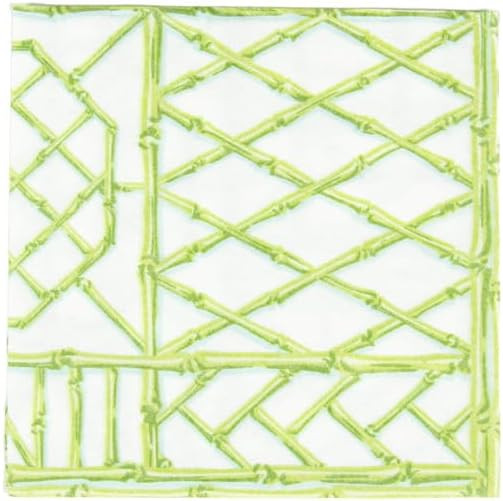 Caspari Bamboo Screen Moss Green Paper Linen Cocktail Napkins - 15 Per Package | Amazon (US)