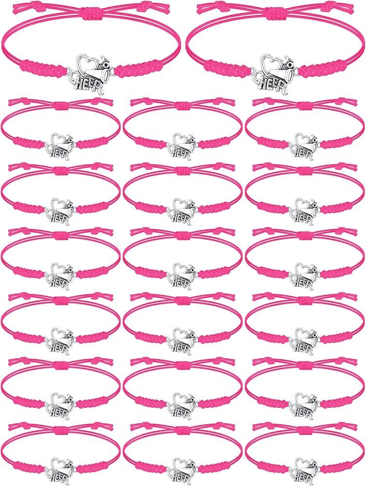 Rtteri 20 Pcs Cheerleader Gifts Cheer Bracelet Girls Cheerleading Charm Bracelet Adjustable Cheer... | Amazon (US)