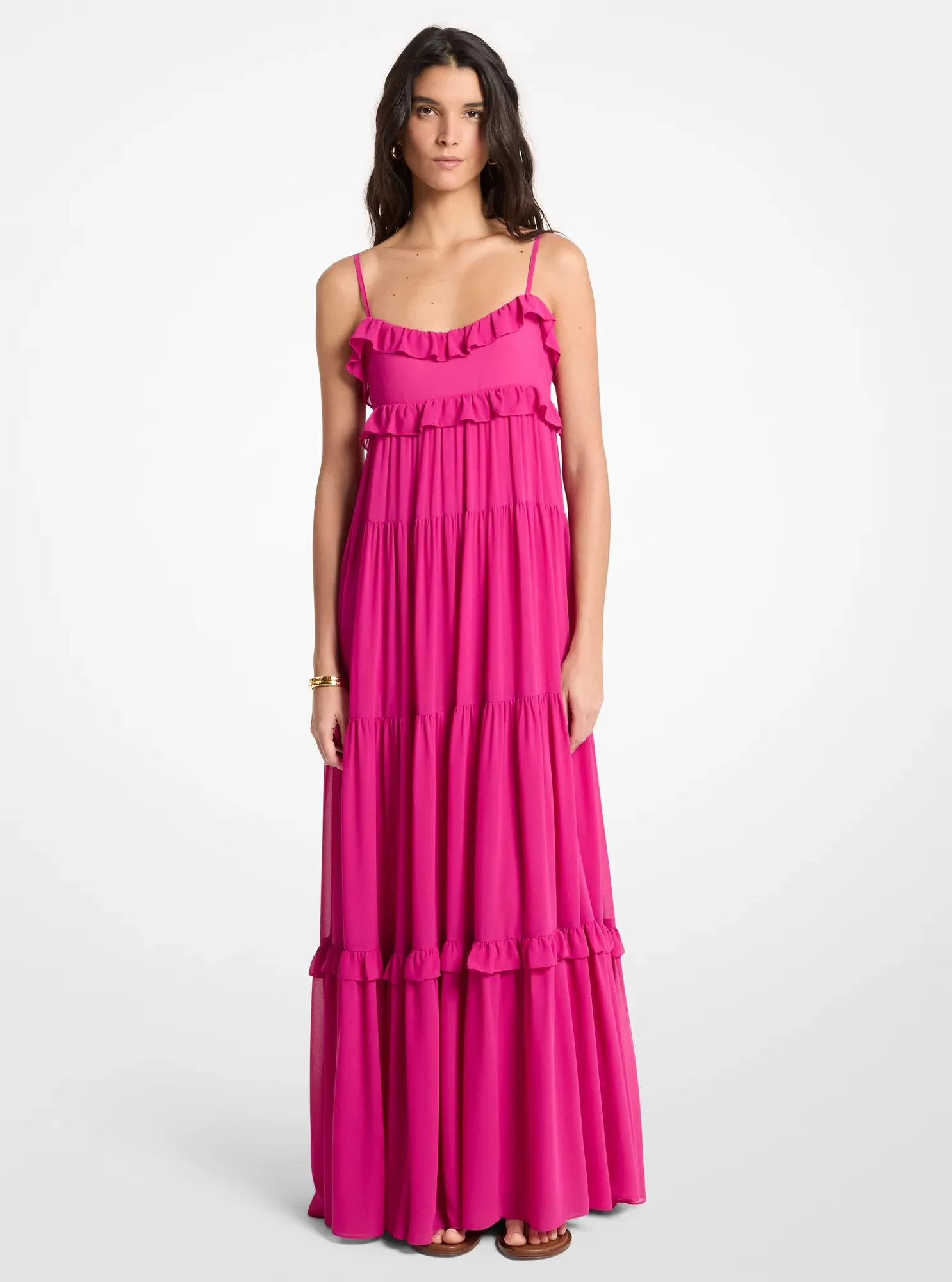 Ruffled Georgette Tiered Maxi Dress | Shop Simon