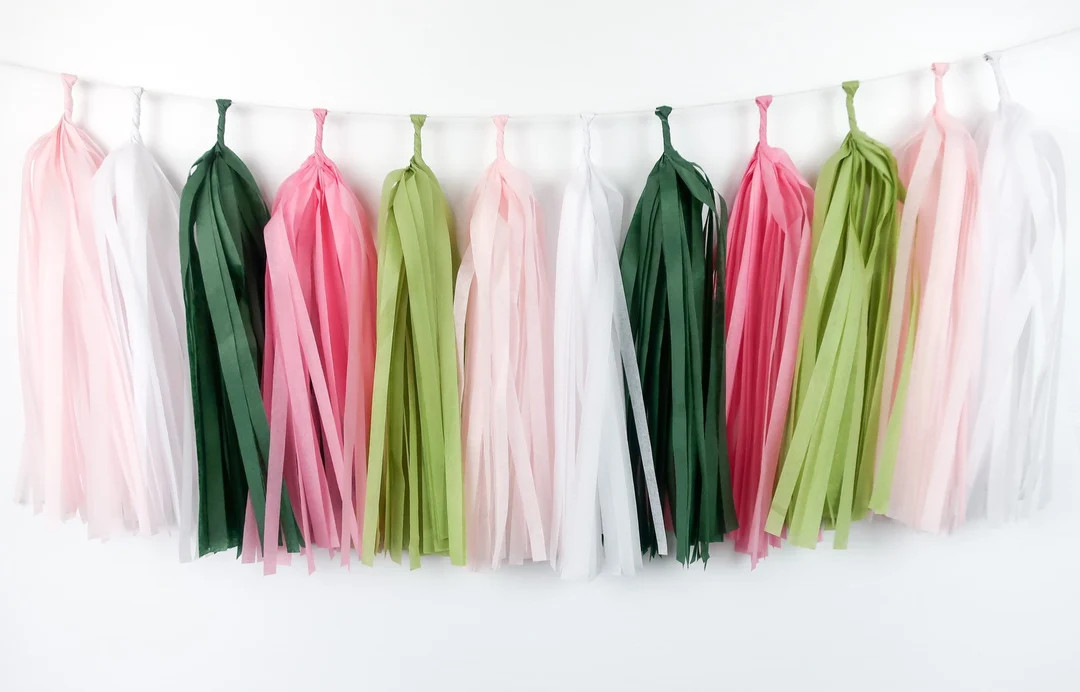 Pink Green Palm Springs Tassel Garland Pre-made or DIY Kit Birthday Party Flamingo Bachelorette B... | Etsy (US)