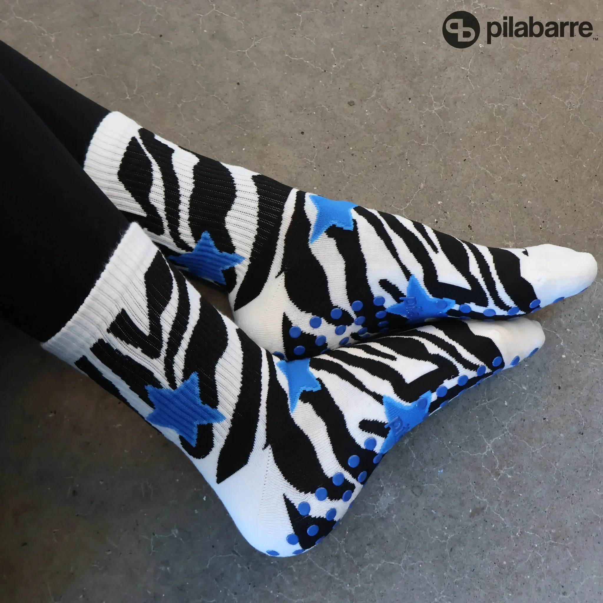 Zebra Star Grip Socks | Pilabarre
