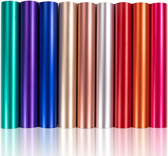HTVRONT Matte Metallic Vinyl Permanent, 9 PCS 12"x12" Metallic Vinyl Sheets - Permanent Adhesive ... | Amazon (US)