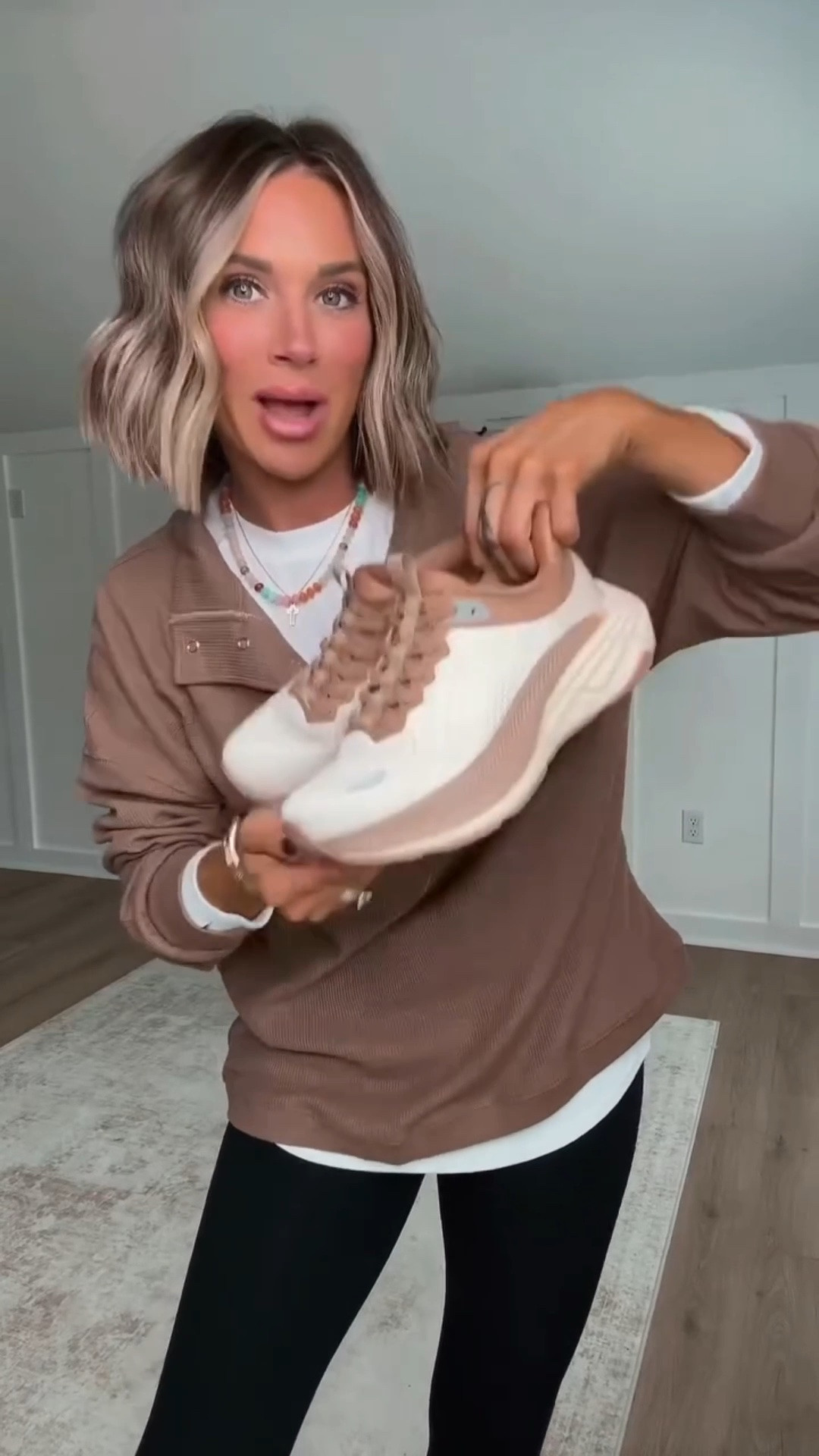 This is my “threw it on in 10 minutes but somehow still looks put together” kind of outfit—and honestly, those are always the BEST ones. 

I am 5'6 143lbs wearing size small leggings, small white long sleeve top, medium oversized pullover, shoes run true to size 

 #LTKmomlife #LTKSeasonal #LTKActive