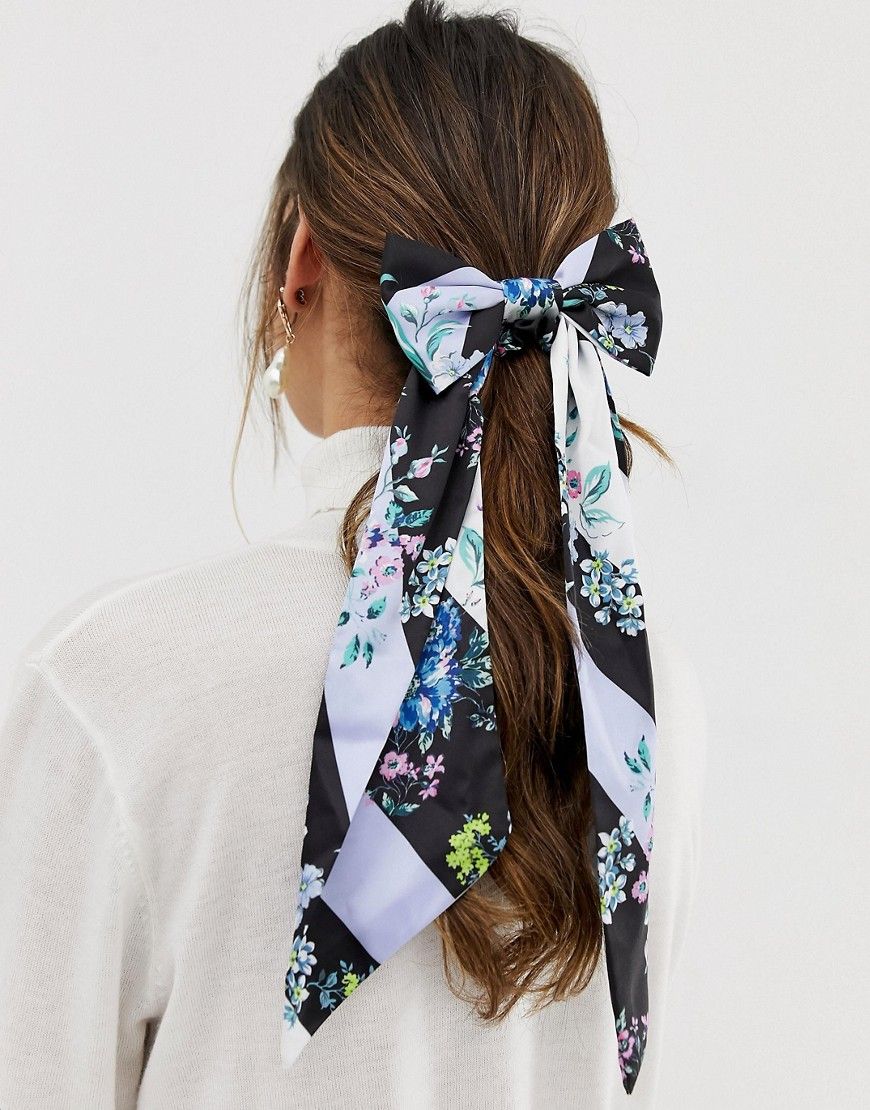 ASOS DESIGN hair scarf with bow detail in floral print - Multi | ASOS US