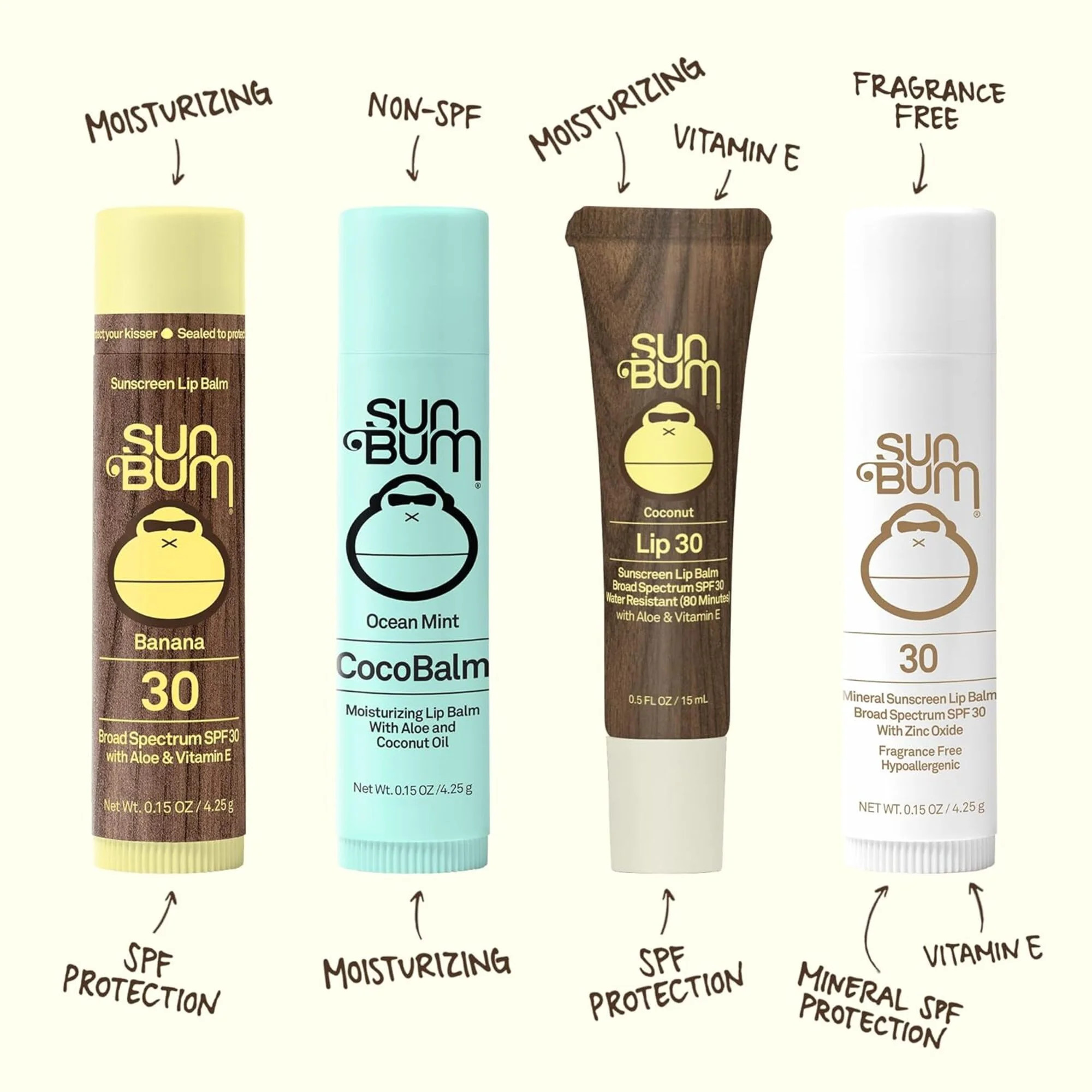 Sun Bum Moisturizing Lip Balm, Coconut, SPF 30, 0.5 fl oz | Walmart (US)