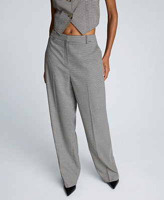 Women's Houndstooth Boyfriend Wide Leg Pants | Macy's