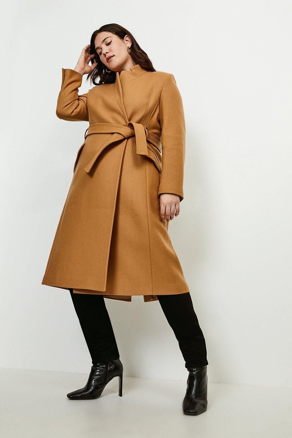 Curve Investment Notch Neck Rivet Coat | Karen Millen UK & IE