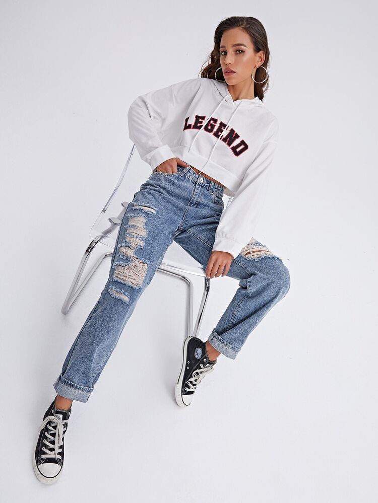 Ripped Straight Leg Jeans | SHEIN