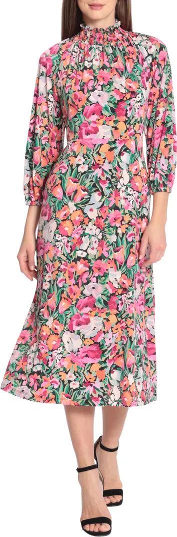 Floral Mock Neck Midi Dress | Nordstrom Rack