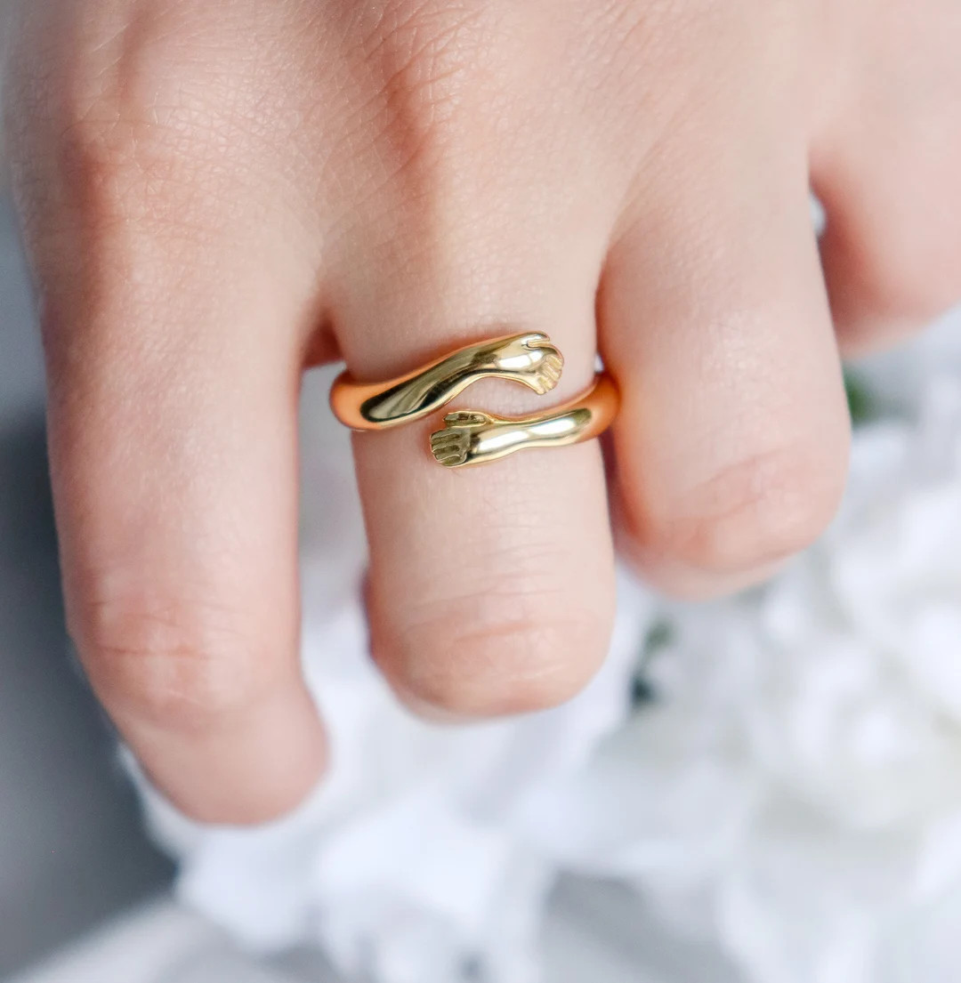Hug Ring, 18K Gold Plated, Simple Ring, Statement Ring, Gift for Her, Christmas Idea, for Mom Gir... | Etsy (CAD)