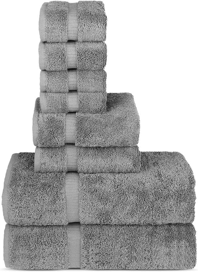 Chakir Turkish Linens Hotel & Spa Quality, Highly Absorbent Towel Set (Set of 8, Gray) | Amazon (US)