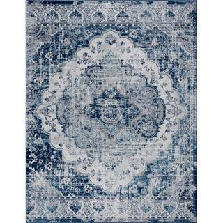 Diamond Medallion Blue 5 ft. x 8 ft. Indoor Area Rug | The Home Depot