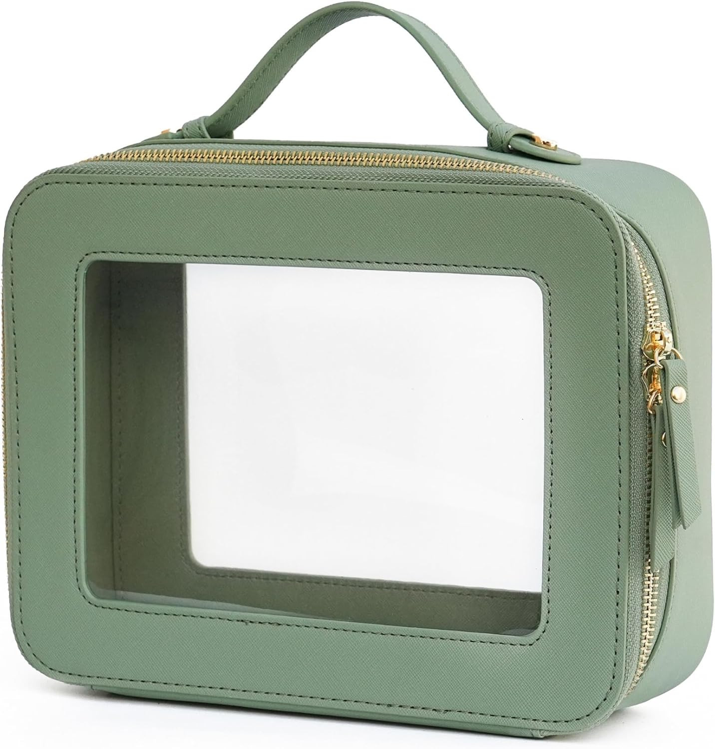 Clear Makeup Bag Mahjong Tile Bag with Zipper and Handle Sage Green | Amazon (US)