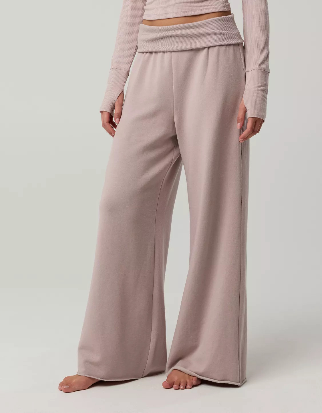 OFFLINE By Aerie OTT Fleece Super Wide Leg Foldover Pant | Aerie