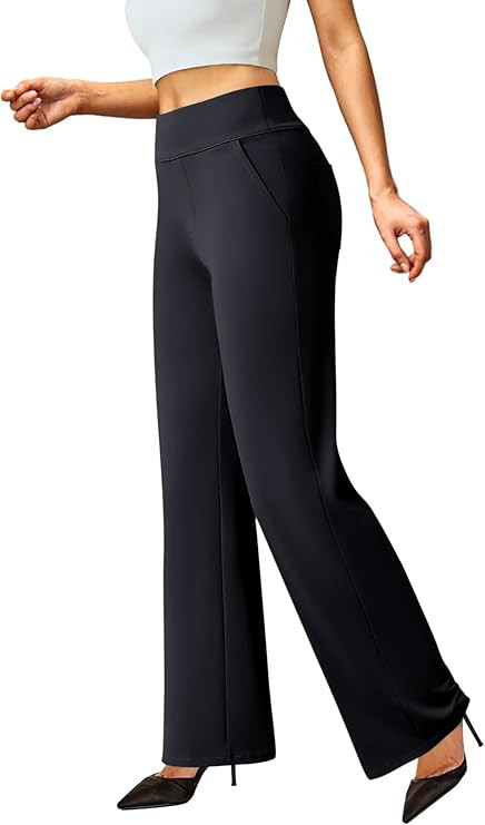 FireSwan Womens Dress Pants Stretchy Wide Leg Work Pants Business Casual Trousers Pull On Office ... | Amazon (US)