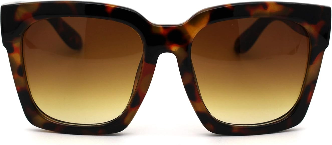 Womens Boyfriend Style Oversize Horned Rim Thick Plastic Sunglasses | Amazon (US)