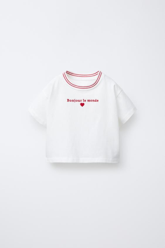 EMBROIDERED TEXT T-SHIRT | Zara US