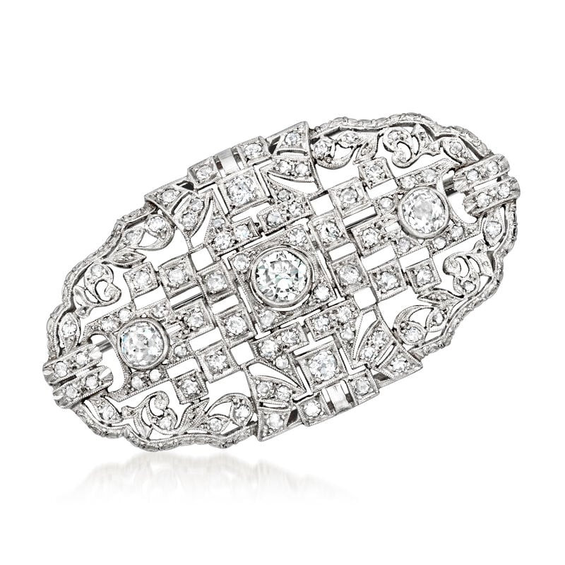 C. 1930 Vintage 3.65 ct. t.w. Diamond Pin in Platinum | Ross-Simons