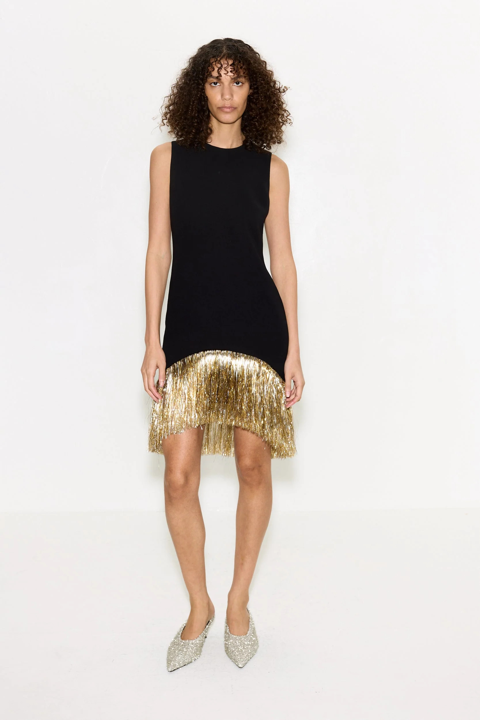 Bowie
           Fringe Mini Dress In Black | Simon Miller