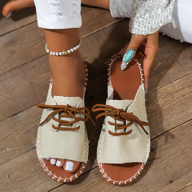 Lace Flat Slide Shoes Women s Casual Peep Toe Summer Shoes - Temu | Temu Affiliate Program