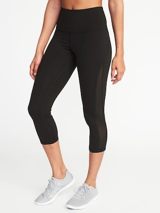 High-Rise Side-Mesh Compression Crops for Women | Old Navy US