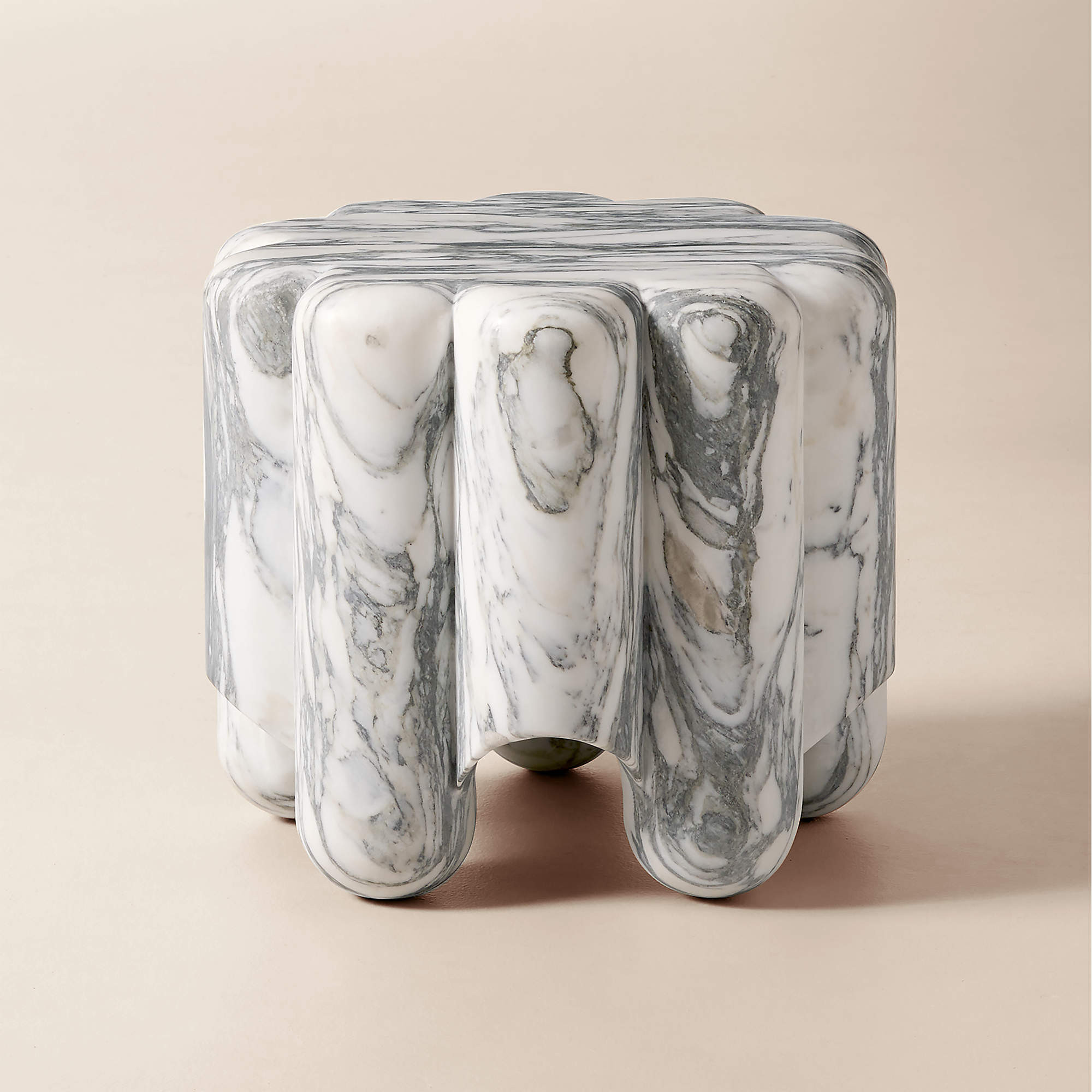 Clemence Carved Marble Short Side Table by goop | CB2 | CB2