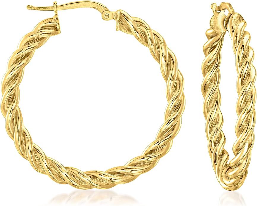 Ross-Simons Italian 18kt Gold Over Sterling Medium Twisted Hoop Earrings | Amazon (US)