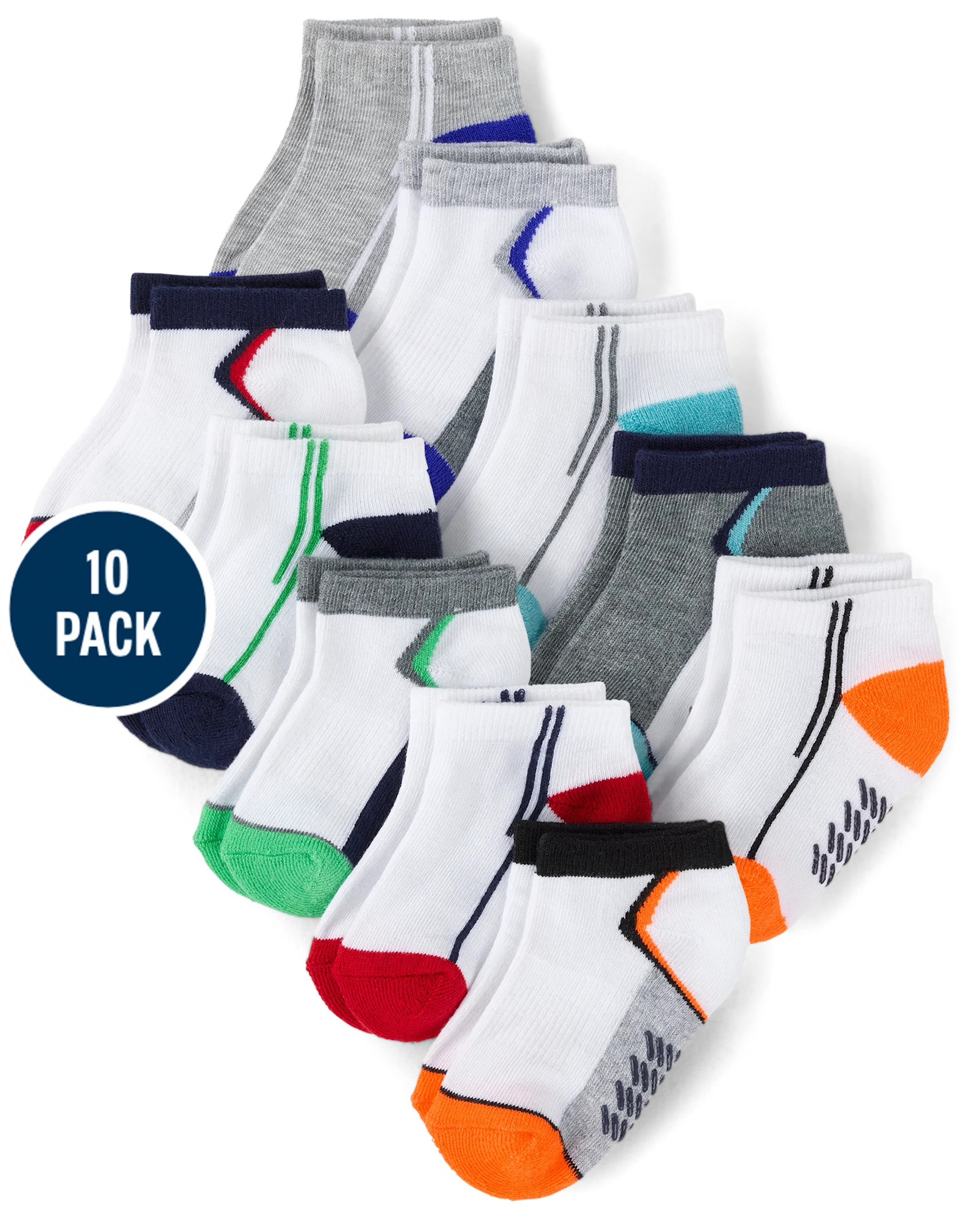 Baby And Toddler Boys Colorblock Cushioned Ankle Socks 10-Pack - white | The Children's Place
