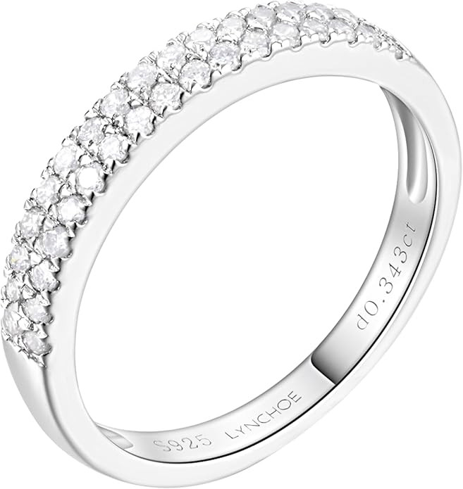0.3 Carat LAB Grown Diamond Wedding Bands, 3 mm Wedding Bands Eternity Rings for Women, 925 Sterl... | Amazon (US)