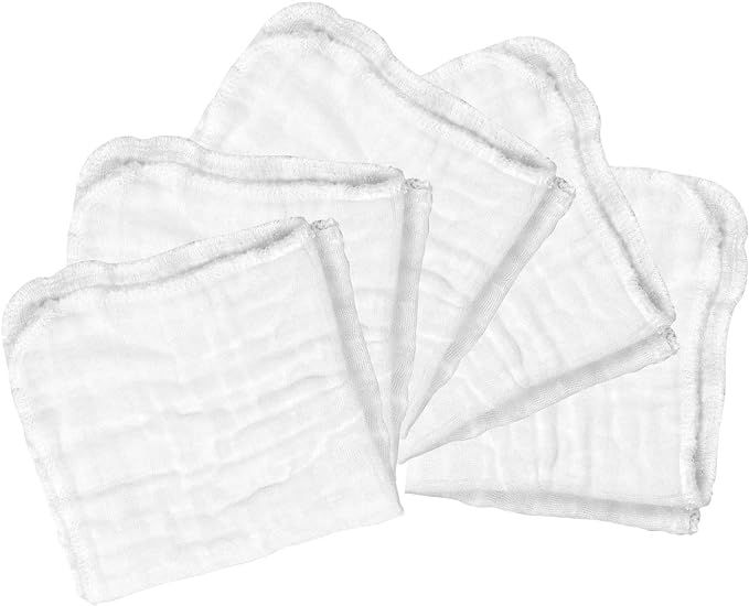 green sprouts Muslin Face Cloths Made from Organic Cotton (5-Pack), White Set | Amazon (US)