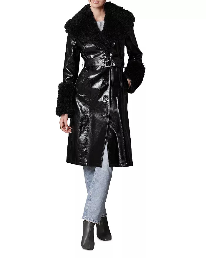 Patent Faux Fur Trimmed Trench Coat | Bloomingdale's (US)