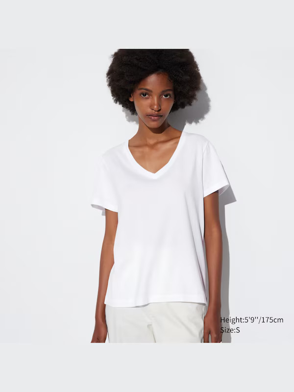 100% SUPIMA Cotton V Neck Short Sleeve T-Shirt | Uniqlo Australia