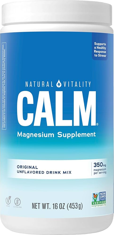Natural Vitality Calm, Magnesium Citrate Supplement, Anti-Stress Drink Mix Powder, Gluten Free, V... | Amazon (US)