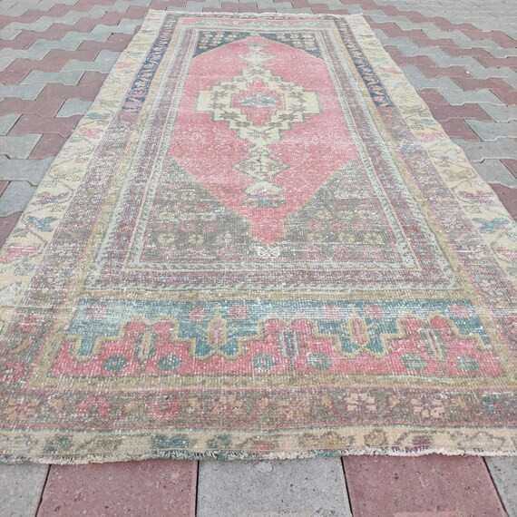 Awesome Area Rug , 3.71''x 8.4'' pastel colors Boho multi space Rug , Rustic handmade Rug , runne... | Etsy (US)