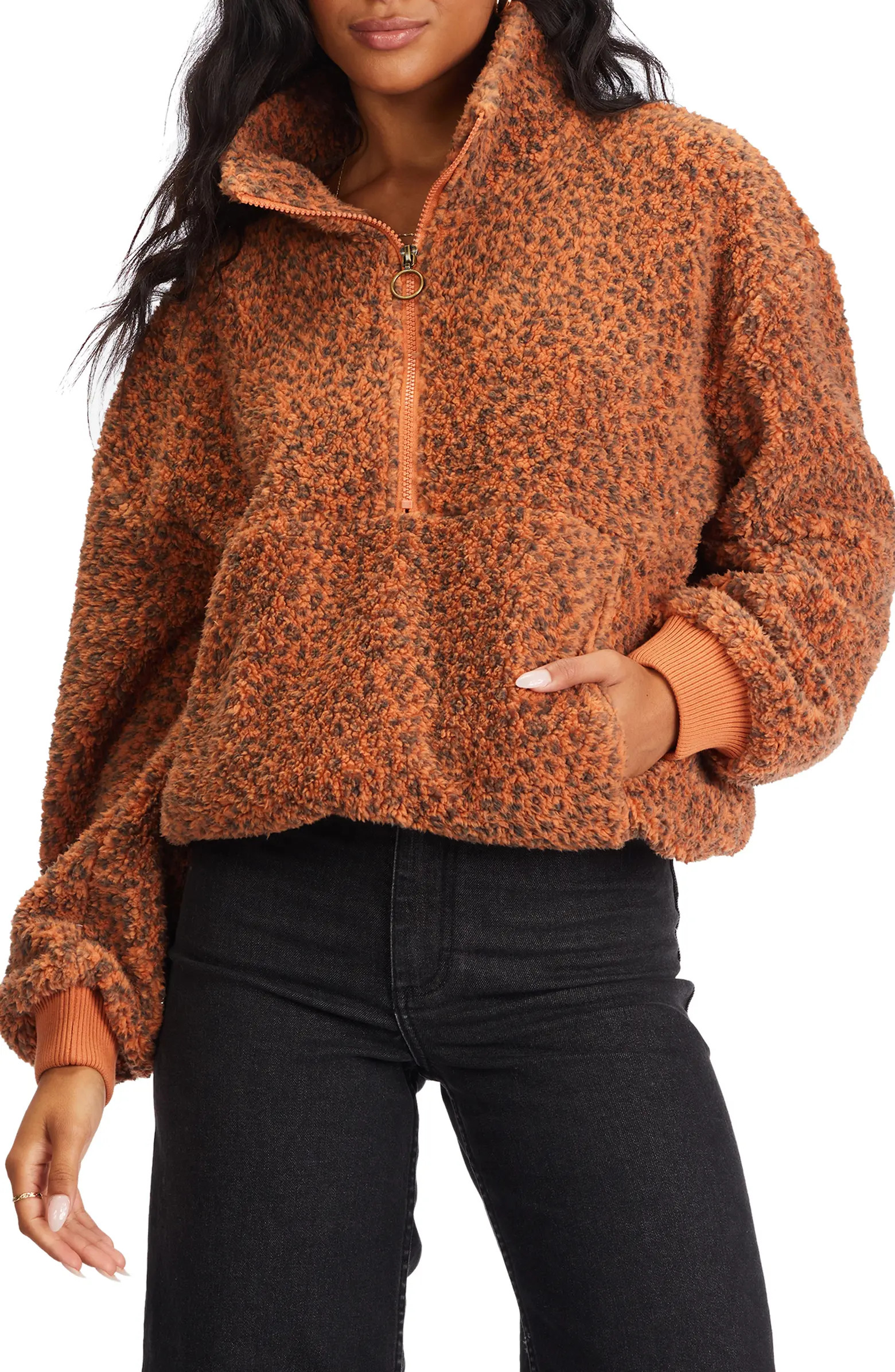 Billabong Time Off Faux Fur Half Zip Pullover | Nordstrom | Nordstrom
