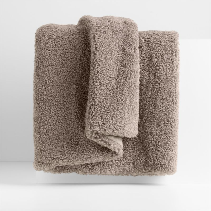 Faux Shearling 70"x55" Clay Taupe Throw Blanket + Reviews | Crate & Barrel | Crate & Barrel