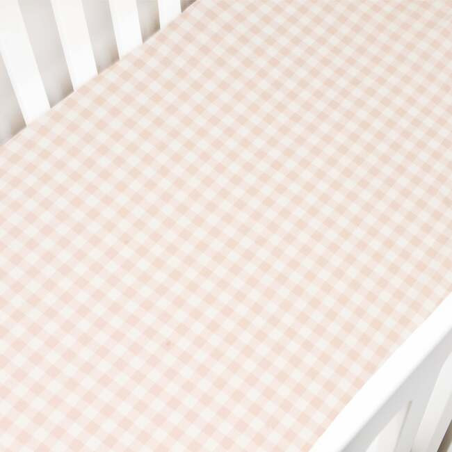 Picnic Gingham Crib Sheet,Pink | Maisonette