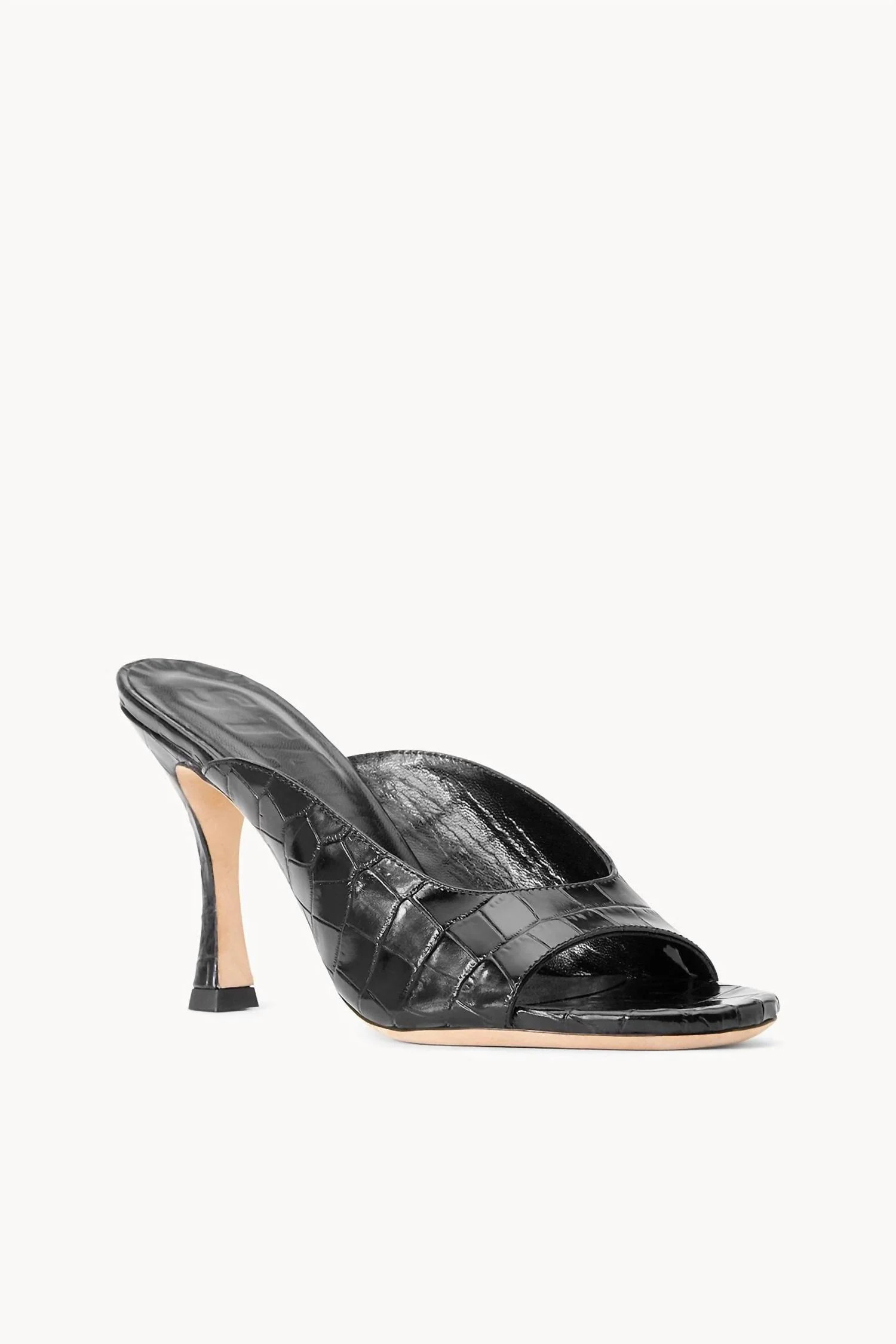 Sylvia Leather Mule Sandals In Black Croc Embossed | Shop Simon