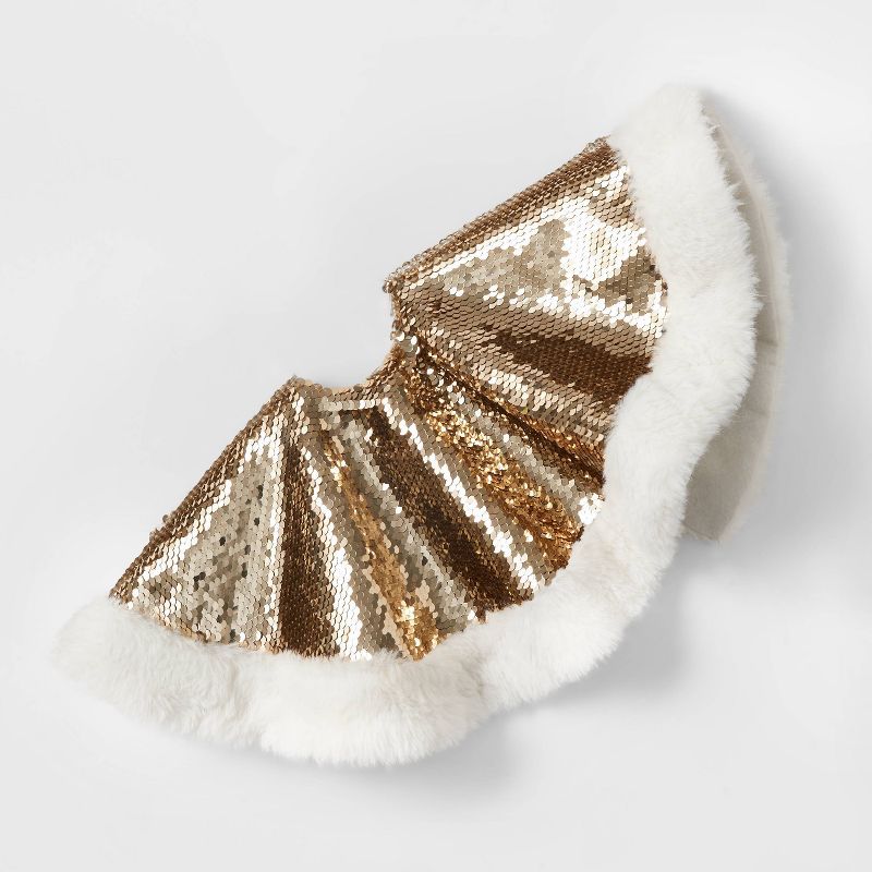 16" Reversible Sequined Mini Christmas Tree Skirt Silver/Gold - Wondershop™ | Target